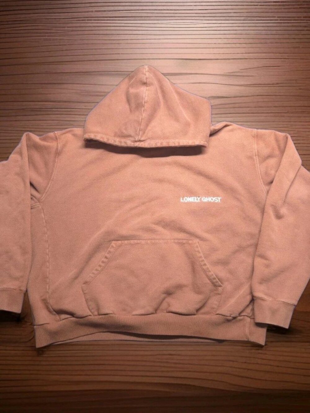 Lonely Ghost Brown Boxy Fit Hoodie Embroidered Logo Size L
